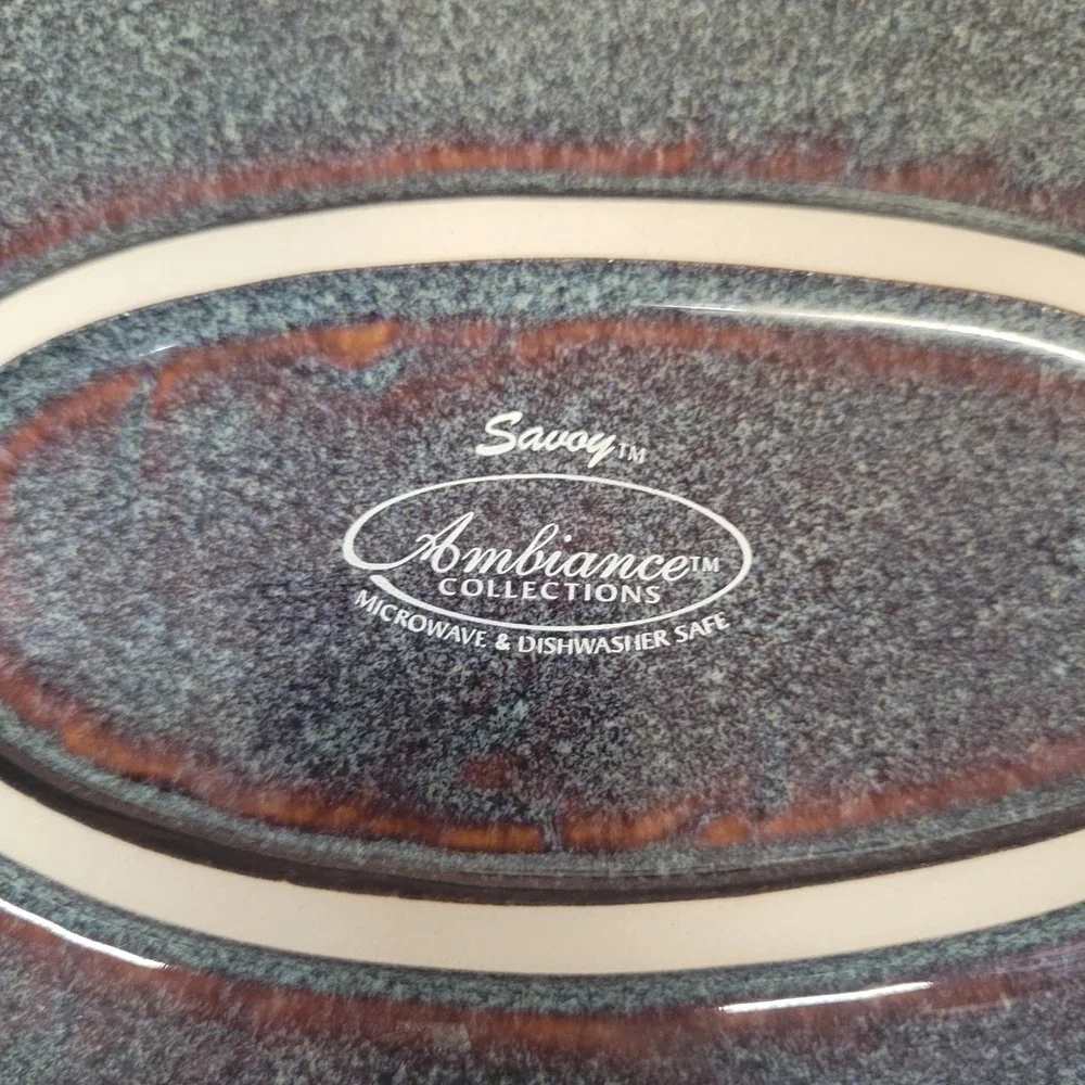 Ambiance Collections Savoy Oval Platter Reactive Glaze Stoneware 16.5x11.5